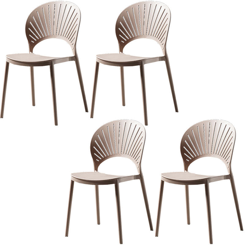 Contemporary Style Kitchen Plastic Chairs Dining Armless Open Back Side Chair Camel 4 Piece Set Clearhalo ' kitchen&dining_furn' 'Dining Chairs' 'Dining Tables & Seating' 'dining_chair' 'furn' 'furn_dining_chair' 'Furniture' 'furniture_dining_chair' 'Kitchen & Dining Furniture' 'kitchen' 4588989