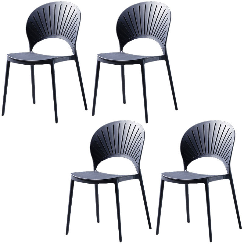 Contemporary Style Kitchen Plastic Chairs Dining Armless Open Back Side Chair Blue 4 Piece Set Clearhalo ' kitchen&dining_furn' 'Dining Chairs' 'Dining Tables & Seating' 'dining_chair' 'furn' 'furn_dining_chair' 'Furniture' 'furniture_dining_chair' 'Kitchen & Dining Furniture' 'kitchen' 4588992