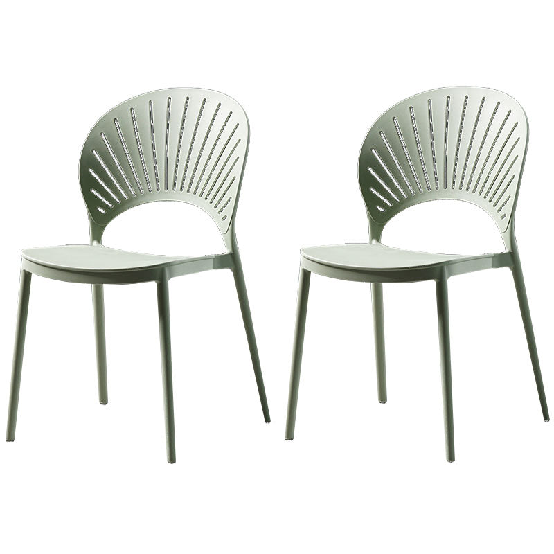 Contemporary Style Kitchen Plastic Chairs Dining Armless Open Back Side Chair Light Green 2 Piece Set Clearhalo ' kitchen&dining_furn' 'Dining Chairs' 'Dining Tables & Seating' 'dining_chair' 'furn' 'furn_dining_chair' 'Furniture' 'furniture_dining_chair' 'Kitchen & Dining Furniture' 'kitchen' 4588994