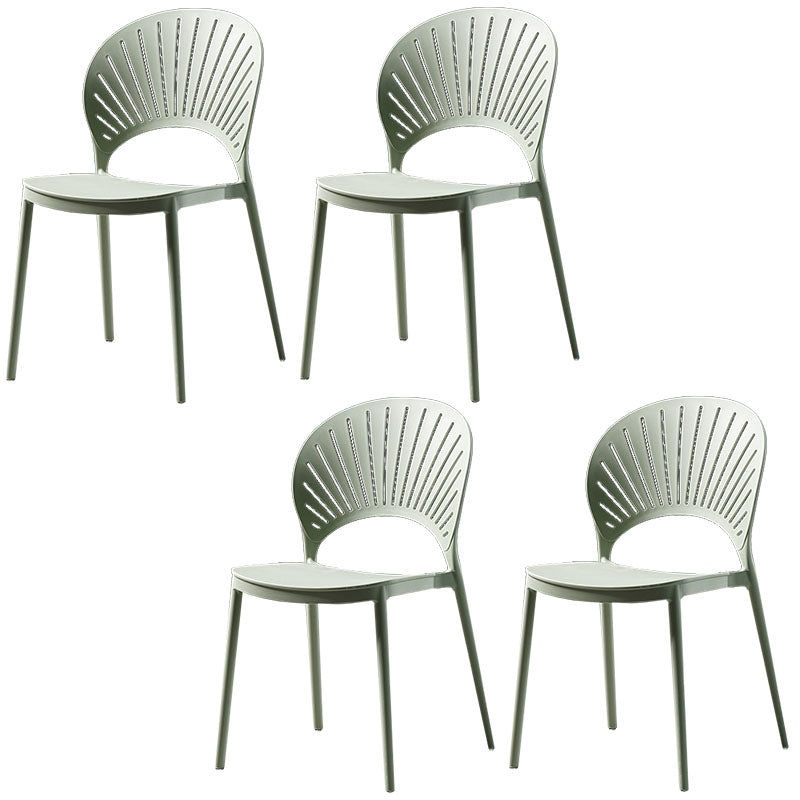 Contemporary Style Kitchen Plastic Chairs Dining Armless Open Back Side Chair Light Green 4 Piece Set Clearhalo ' kitchen&dining_furn' 'Dining Chairs' 'Dining Tables & Seating' 'dining_chair' 'furn' 'furn_dining_chair' 'Furniture' 'furniture_dining_chair' 'Kitchen & Dining Furniture' 'kitchen' 4588995