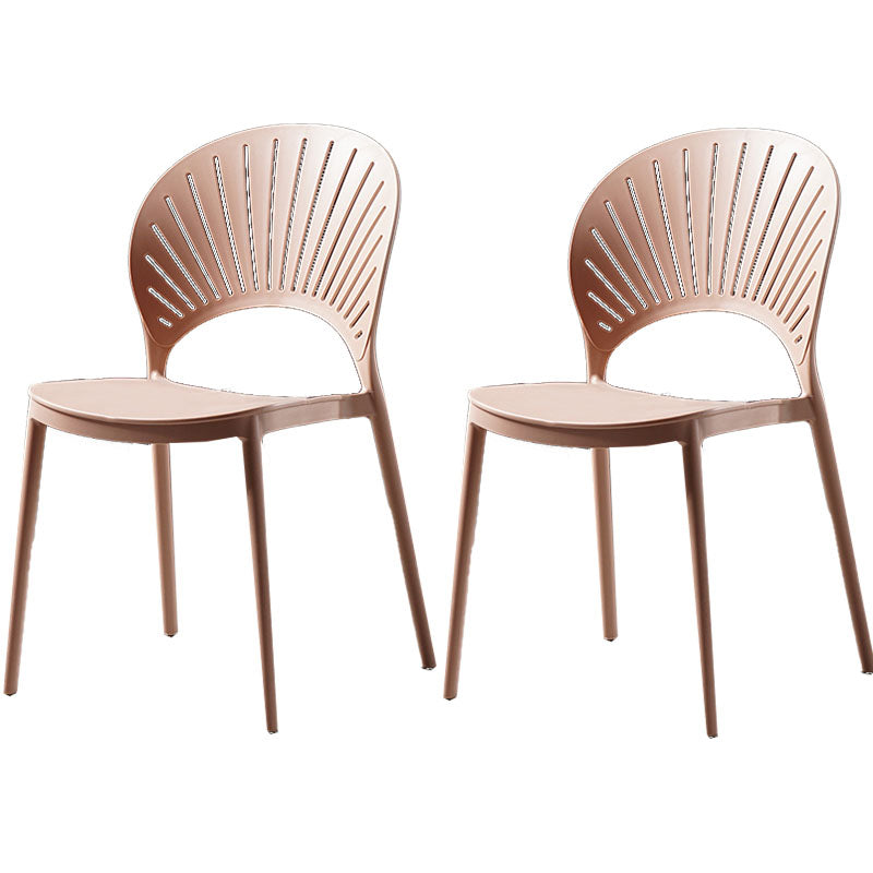 Contemporary Style Kitchen Plastic Chairs Dining Armless Open Back Side Chair Pink 2 Piece Set Clearhalo ' kitchen&dining_furn' 'Dining Chairs' 'Dining Tables & Seating' 'dining_chair' 'furn' 'furn_dining_chair' 'Furniture' 'furniture_dining_chair' 'Kitchen & Dining Furniture' 'kitchen' 4588997