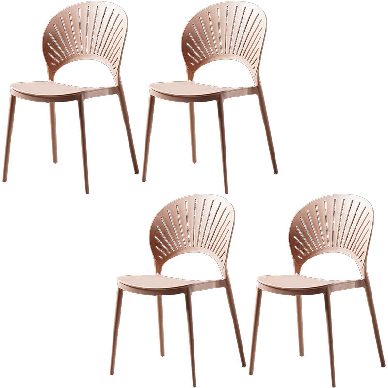 Contemporary Style Kitchen Plastic Chairs Dining Armless Open Back Side Chair Pink 4 Piece Set Clearhalo ' kitchen&dining_furn' 'Dining Chairs' 'Dining Tables & Seating' 'dining_chair' 'furn' 'furn_dining_chair' 'Furniture' 'furniture_dining_chair' 'Kitchen & Dining Furniture' 'kitchen' 4588998