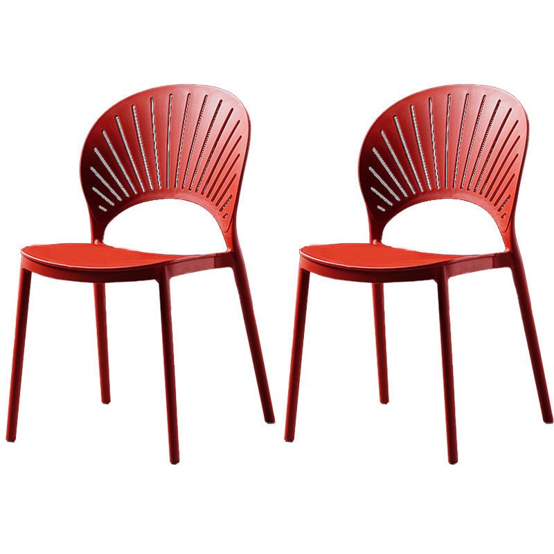 Contemporary Style Kitchen Plastic Chairs Dining Armless Open Back Side Chair Red 2 Piece Set Clearhalo ' kitchen&dining_furn' 'Dining Chairs' 'Dining Tables & Seating' 'dining_chair' 'furn' 'furn_dining_chair' 'Furniture' 'furniture_dining_chair' 'Kitchen & Dining Furniture' 'kitchen' 4589000