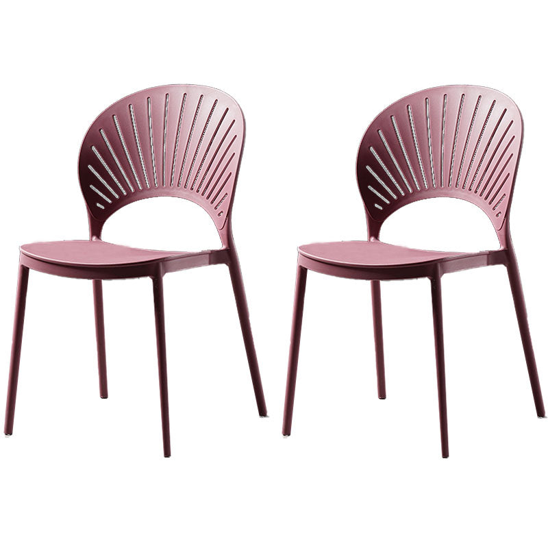 Contemporary Style Kitchen Plastic Chairs Dining Armless Open Back Side Chair Purple 2 Piece Set Clearhalo ' kitchen&dining_furn' 'Dining Chairs' 'Dining Tables & Seating' 'dining_chair' 'furn' 'furn_dining_chair' 'Furniture' 'furniture_dining_chair' 'Kitchen & Dining Furniture' 'kitchen' 4589003