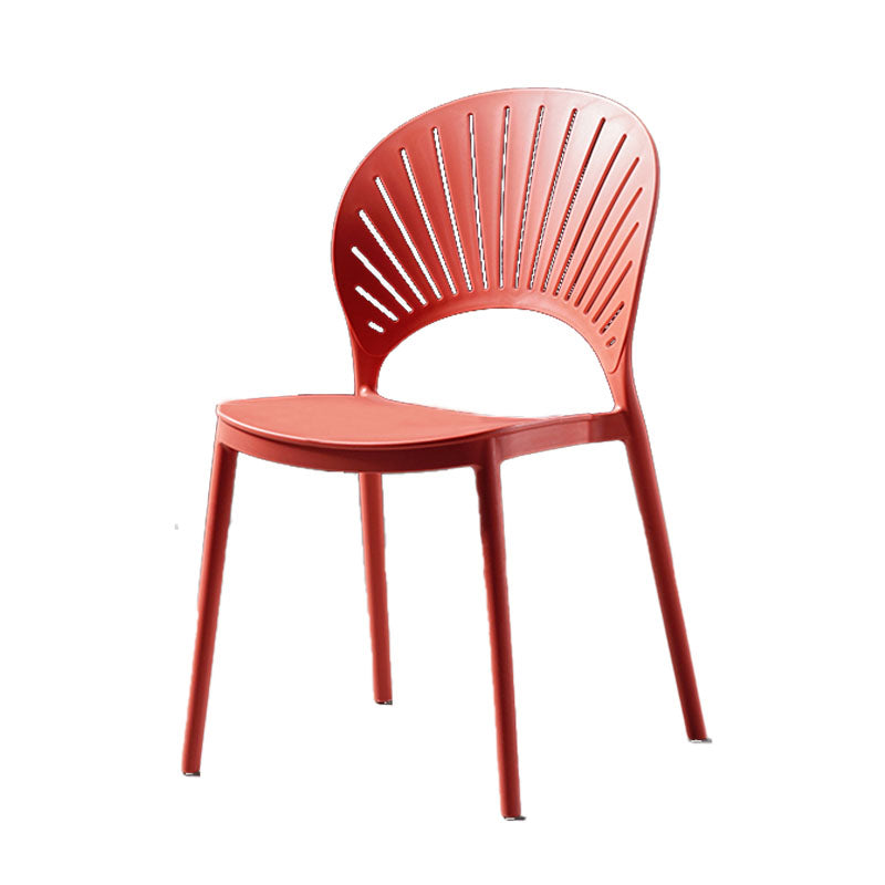 Contemporary Style Kitchen Plastic Chairs Dining Armless Open Back Side Chair Crimson 1 Piece Clearhalo ' kitchen&dining_furn' 'Dining Chairs' 'Dining Tables & Seating' 'dining_chair' 'furn' 'furn_dining_chair' 'Furniture' 'furniture_dining_chair' 'Kitchen & Dining Furniture' 'kitchen' 4589005