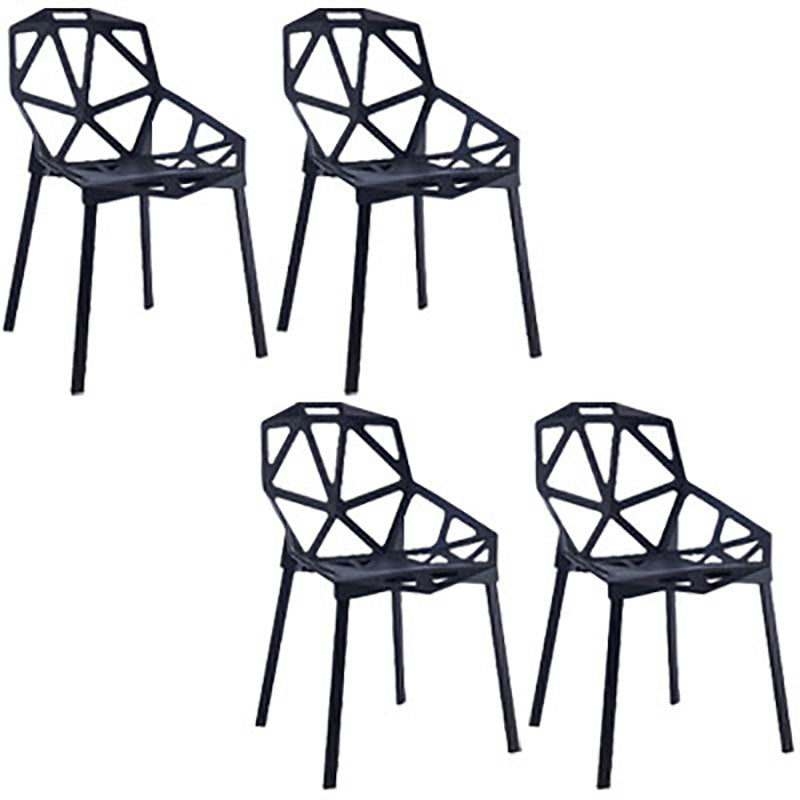 Plastic Contemporary Dinette Chairs Kitchen Dining Arm Side Chair Black 4 Piece Set Clearhalo ' kitchen&dining_furn' 'Dining Chairs' 'Dining Tables & Seating' 'dining_chair' 'furn' 'furn_dining_chair' 'Furniture' 'furniture_dining_chair' 'Kitchen & Dining Furniture' 'kitchen' 4589014