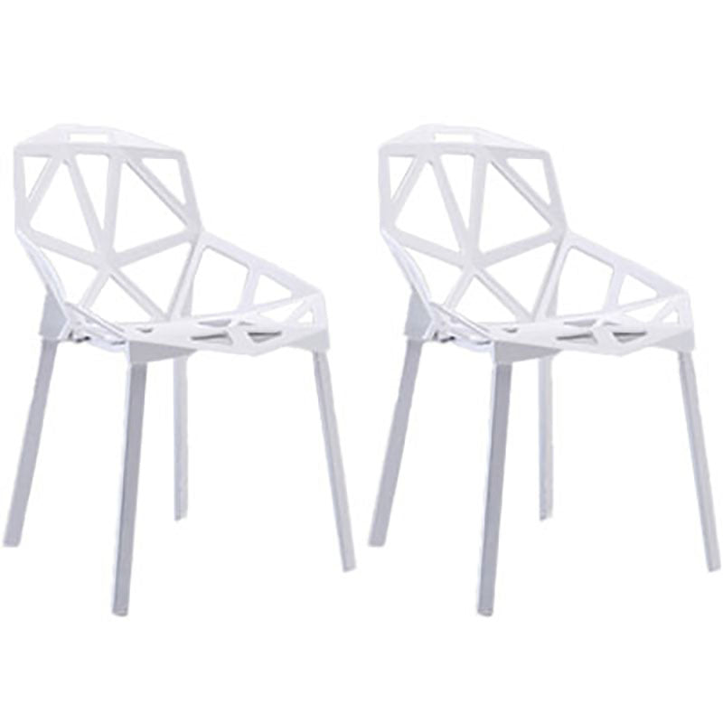 Plastic Contemporary Dinette Chairs Kitchen Dining Arm Side Chair White 2 Piece Set Clearhalo ' kitchen&dining_furn' 'Dining Chairs' 'Dining Tables & Seating' 'dining_chair' 'furn' 'furn_dining_chair' 'Furniture' 'furniture_dining_chair' 'Kitchen & Dining Furniture' 'kitchen' 4589018