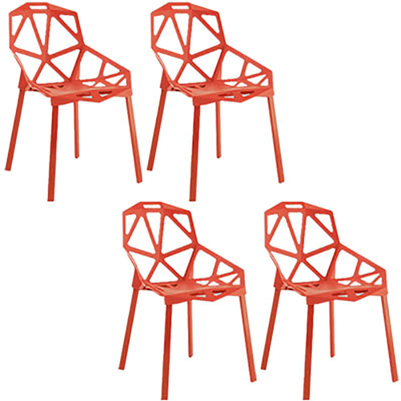 Plastic Contemporary Dinette Chairs Kitchen Dining Arm Side Chair Orange 4 Piece Set Clearhalo ' kitchen&dining_furn' 'Dining Chairs' 'Dining Tables & Seating' 'dining_chair' 'furn' 'furn_dining_chair' 'Furniture' 'furniture_dining_chair' 'Kitchen & Dining Furniture' 'kitchen' 4589025