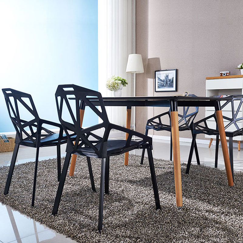 Plastic Contemporary Dinette Chairs Kitchen Dining Arm Side Chair Clearhalo ' kitchen&dining_furn' 'Dining Chairs' 'Dining Tables & Seating' 'dining_chair' 'furn' 'furn_dining_chair' 'Furniture' 'furniture_dining_chair' 'Kitchen & Dining Furniture' 'kitchen' 4589029