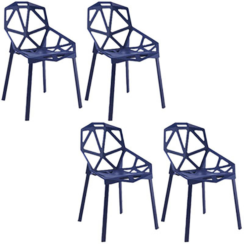 Plastic Contemporary Dinette Chairs Kitchen Dining Arm Side Chair Blue 4 Piece Set Clearhalo ' kitchen&dining_furn' 'Dining Chairs' 'Dining Tables & Seating' 'dining_chair' 'furn' 'furn_dining_chair' 'Furniture' 'furniture_dining_chair' 'Kitchen & Dining Furniture' 'kitchen' 4589031
