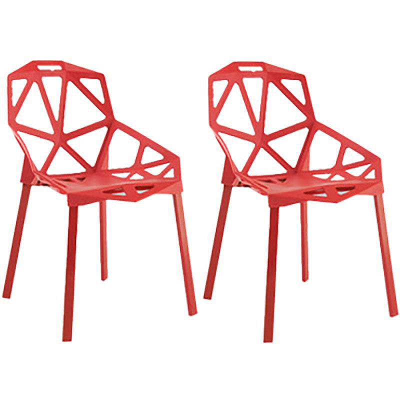 Plastic Contemporary Dinette Chairs Kitchen Dining Arm Side Chair Red 2 Piece Set Clearhalo ' kitchen&dining_furn' 'Dining Chairs' 'Dining Tables & Seating' 'dining_chair' 'furn' 'furn_dining_chair' 'Furniture' 'furniture_dining_chair' 'Kitchen & Dining Furniture' 'kitchen' 4589035