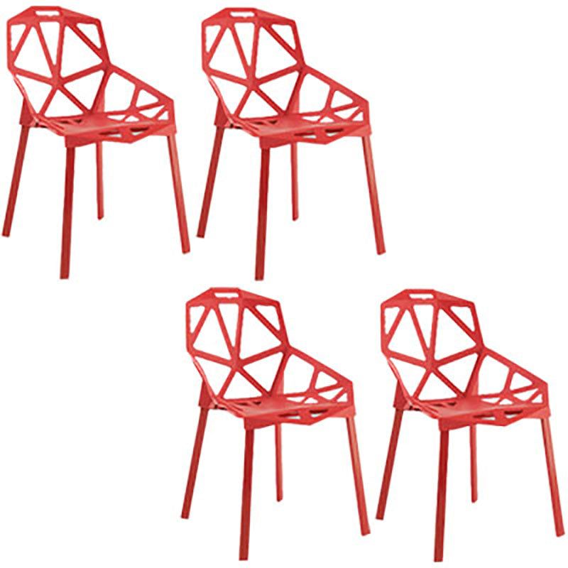 Plastic Contemporary Dinette Chairs Kitchen Dining Arm Side Chair Red 4 Piece Set Clearhalo ' kitchen&dining_furn' 'Dining Chairs' 'Dining Tables & Seating' 'dining_chair' 'furn' 'furn_dining_chair' 'Furniture' 'furniture_dining_chair' 'Kitchen & Dining Furniture' 'kitchen' 4589036