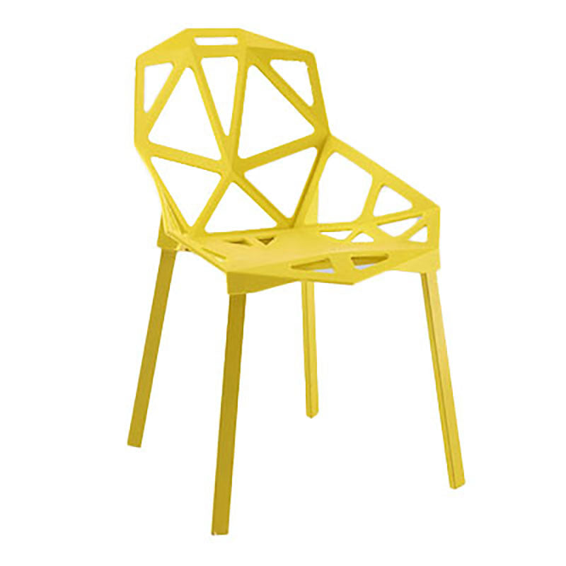 Plastic Contemporary Dinette Chairs Kitchen Dining Arm Side Chair Yellow 1 Piece Clearhalo ' kitchen&dining_furn' 'Dining Chairs' 'Dining Tables & Seating' 'dining_chair' 'furn' 'furn_dining_chair' 'Furniture' 'furniture_dining_chair' 'Kitchen & Dining Furniture' 'kitchen' 4589037