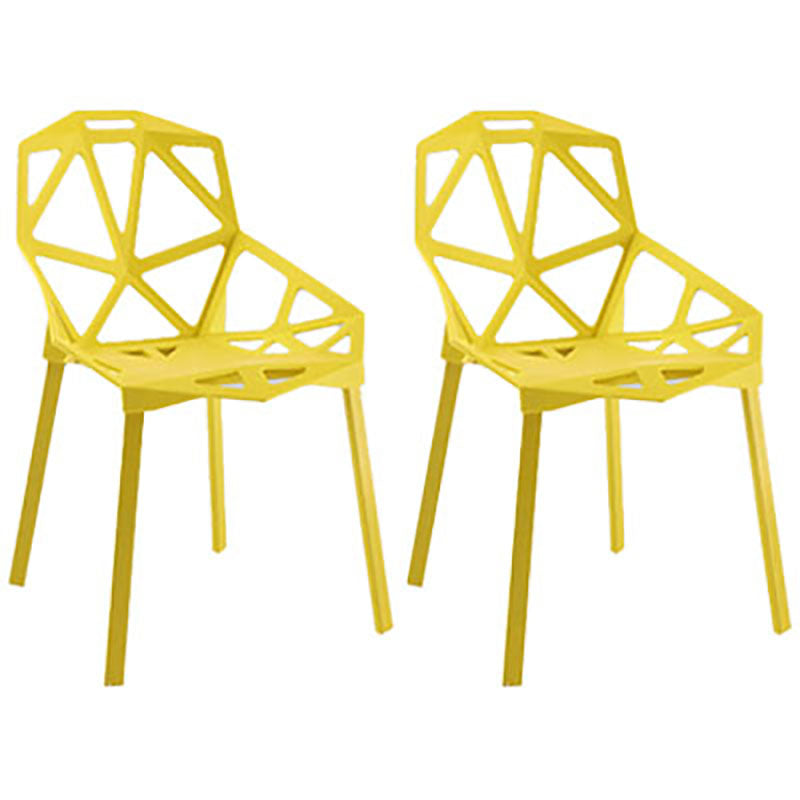 Plastic Contemporary Dinette Chairs Kitchen Dining Arm Side Chair Yellow 2 Piece Set Clearhalo ' kitchen&dining_furn' 'Dining Chairs' 'Dining Tables & Seating' 'dining_chair' 'furn' 'furn_dining_chair' 'Furniture' 'furniture_dining_chair' 'Kitchen & Dining Furniture' 'kitchen' 4589038