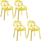 Plastic Contemporary Dinette Chairs Kitchen Dining Arm Side Chair Yellow 4 Piece Set Clearhalo ' kitchen&dining_furn' 'Dining Chairs' 'Dining Tables & Seating' 'dining_chair' 'furn' 'furn_dining_chair' 'Furniture' 'furniture_dining_chair' 'Kitchen & Dining Furniture' 'kitchen' 4589039