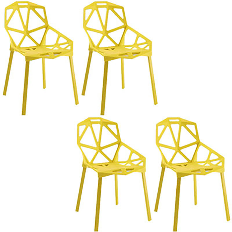 Plastic Contemporary Dinette Chairs Kitchen Dining Arm Side Chair Yellow 4 Piece Set Clearhalo ' kitchen&dining_furn' 'Dining Chairs' 'Dining Tables & Seating' 'dining_chair' 'furn' 'furn_dining_chair' 'Furniture' 'furniture_dining_chair' 'Kitchen & Dining Furniture' 'kitchen' 4589039
