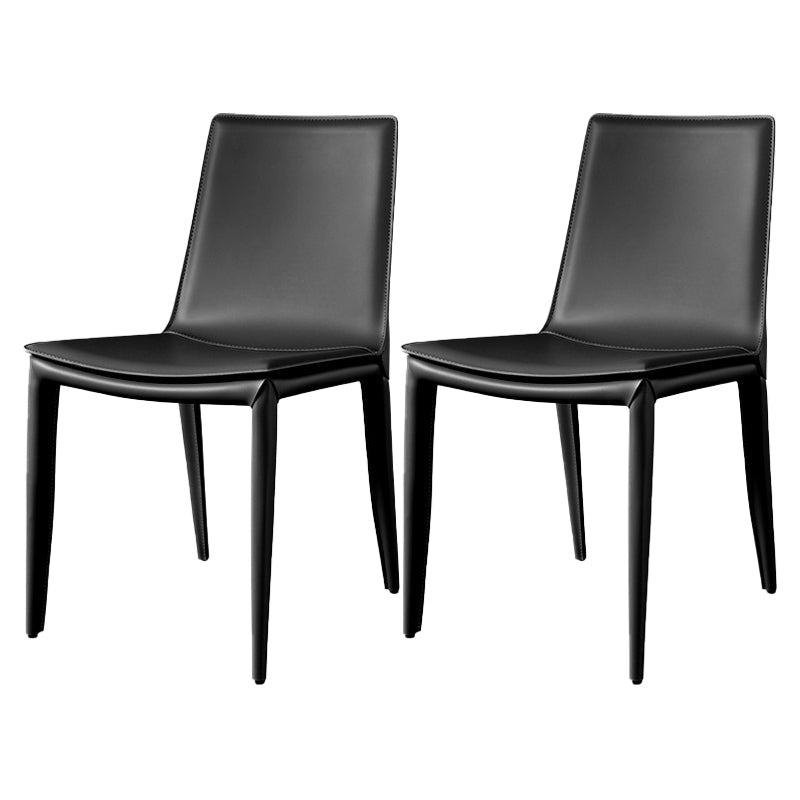 Contemporary Leather Armless Dining Chair Metal Dining Room Chairs Black 2 Piece Set Clearhalo ' kitchen&dining_furn' 'Dining Chairs' 'Dining Tables & Seating' 'dining_chair' 'furn' 'furn_dining_chair' 'Furniture' 'furniture_dining_chair' 'Kitchen & Dining Furniture' 'kitchen' 4589050