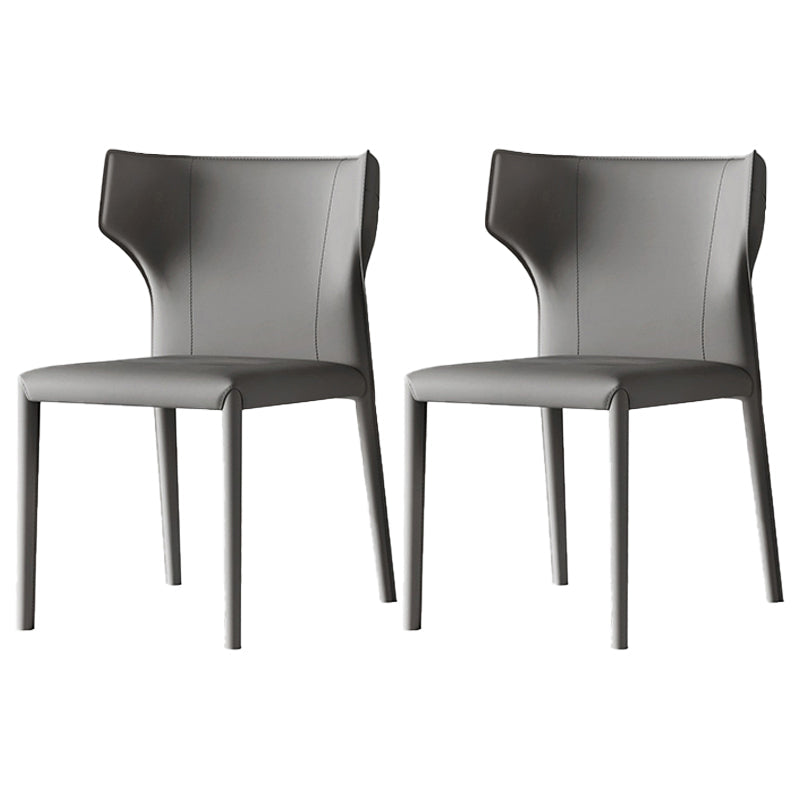 Contemporary Leather Dining Room Chair Armless Wingback Side Chair for Home Use Grey 2 Piece Set Clearhalo ' kitchen&dining_furn' 'Dining Chairs' 'Dining Tables & Seating' 'dining_chair' 'furn' 'furn_dining_chair' 'Furniture' 'furniture_dining_chair' 'Kitchen & Dining Furniture' 'kitchen' 4589062