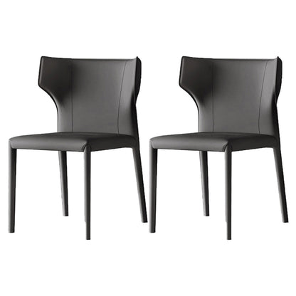 Contemporary Leather Dining Room Chair Armless Wingback Side Chair for Home Use Dark Gray 2 Piece Set Clearhalo ' kitchen&dining_furn' 'Dining Chairs' 'Dining Tables & Seating' 'dining_chair' 'furn' 'furn_dining_chair' 'Furniture' 'furniture_dining_chair' 'Kitchen & Dining Furniture' 'kitchen' 4589066