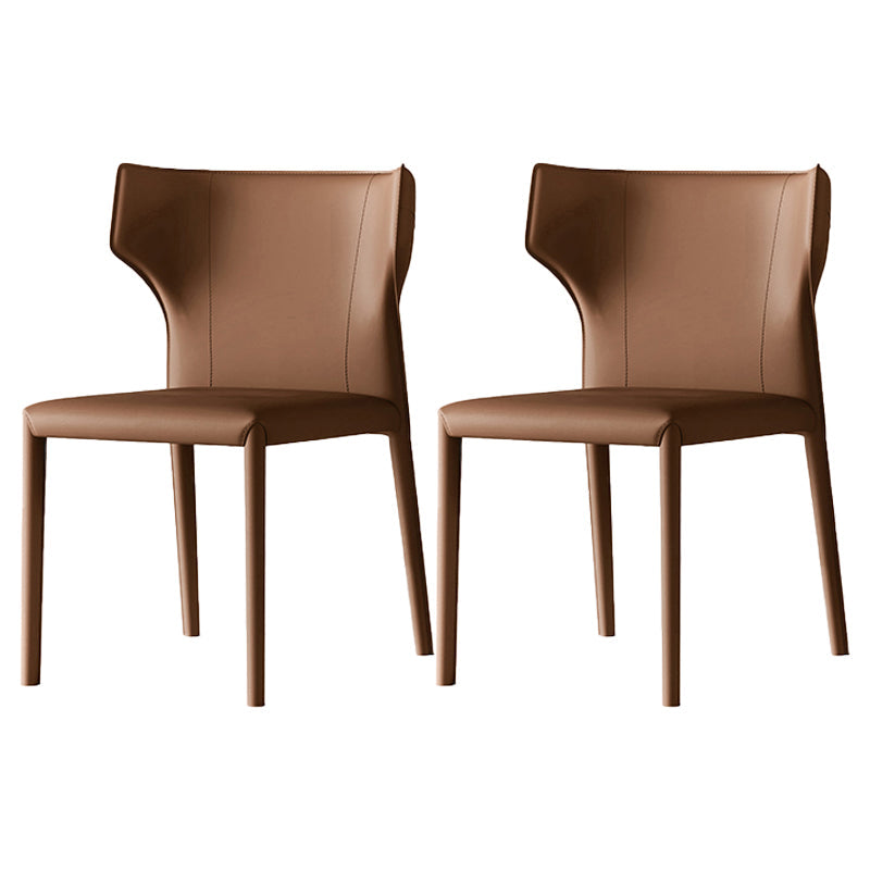 Contemporary Leather Dining Room Chair Armless Wingback Side Chair for Home Use Coffee 2 Piece Set Clearhalo ' kitchen&dining_furn' 'Dining Chairs' 'Dining Tables & Seating' 'dining_chair' 'furn' 'furn_dining_chair' 'Furniture' 'furniture_dining_chair' 'Kitchen & Dining Furniture' 'kitchen' 4589068