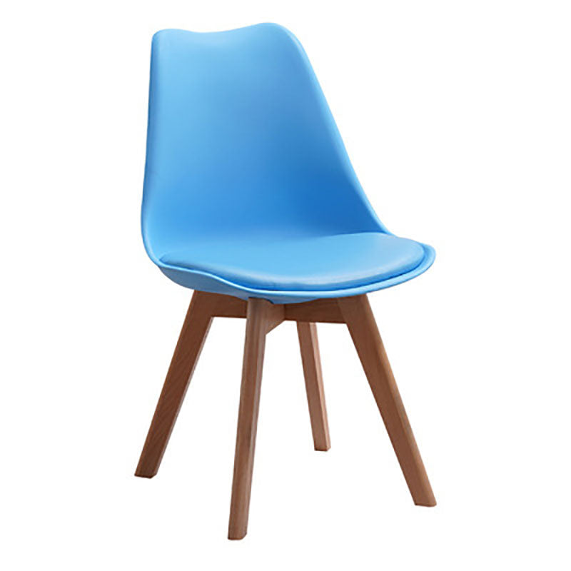 Contemporary Style Kitchen Chairs Dining Armless Side Chair with Wooden Legs Blue 1 Piece Clearhalo ' kitchen&dining_furn' 'Dining Chairs' 'Dining Tables & Seating' 'dining_chair' 'Furniture' 'furniture_dining_chair' 'Kitchen & Dining Furniture' 'kitchen' 4589075