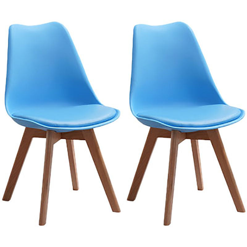 Contemporary Style Kitchen Chairs Dining Armless Side Chair with Wooden Legs Blue Set of 2 Clearhalo ' kitchen&dining_furn' 'Dining Chairs' 'Dining Tables & Seating' 'dining_chair' 'Furniture' 'furniture_dining_chair' 'Kitchen & Dining Furniture' 'kitchen' 4589076