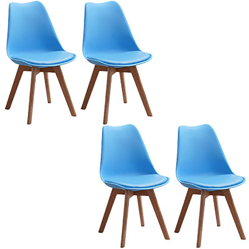 Contemporary Style Kitchen Chairs Dining Armless Side Chair with Wooden Legs Blue Set of 4 Clearhalo ' kitchen&dining_furn' 'Dining Chairs' 'Dining Tables & Seating' 'dining_chair' 'Furniture' 'furniture_dining_chair' 'Kitchen & Dining Furniture' 'kitchen' 4589079