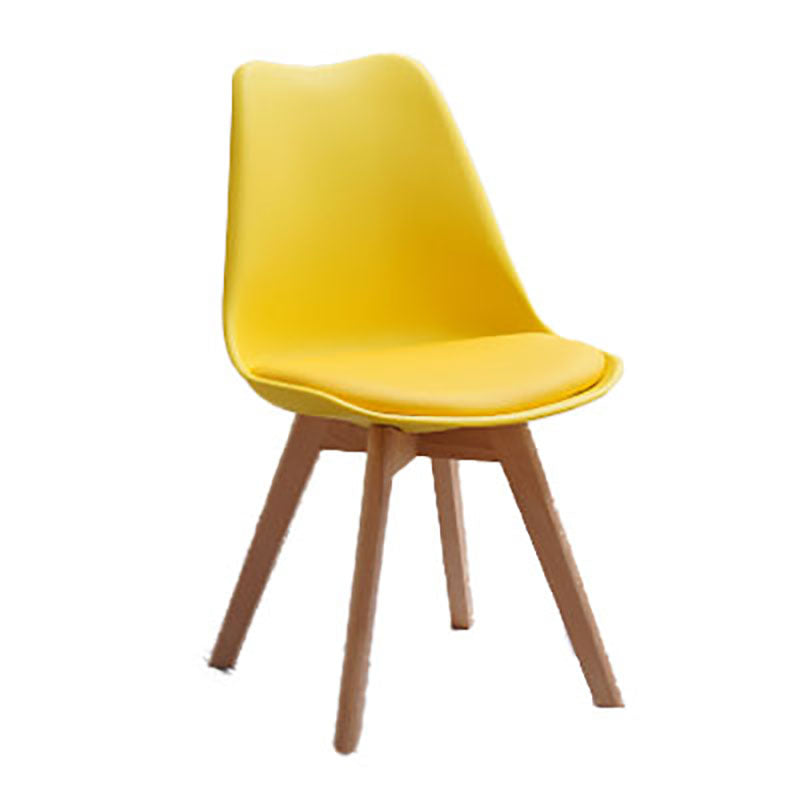 Contemporary Style Kitchen Chairs Dining Armless Side Chair with Wooden Legs Yellow 1 Piece Clearhalo ' kitchen&dining_furn' 'Dining Chairs' 'Dining Tables & Seating' 'dining_chair' 'Furniture' 'furniture_dining_chair' 'Kitchen & Dining Furniture' 'kitchen' 4589081