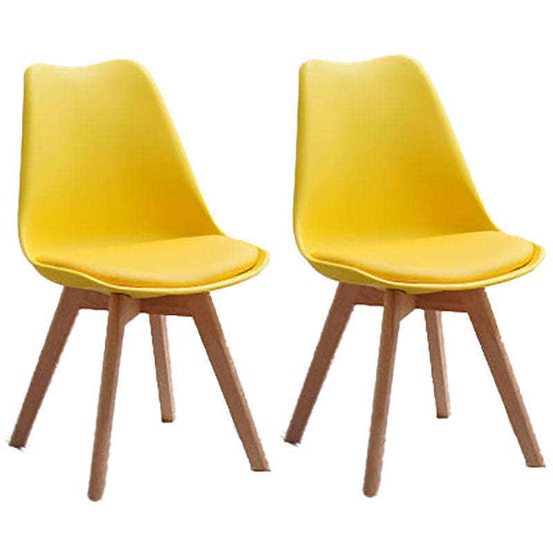 Contemporary Style Kitchen Chairs Dining Armless Side Chair with Wooden Legs Yellow Set of 2 Clearhalo ' kitchen&dining_furn' 'Dining Chairs' 'Dining Tables & Seating' 'dining_chair' 'Furniture' 'furniture_dining_chair' 'Kitchen & Dining Furniture' 'kitchen' 4589082