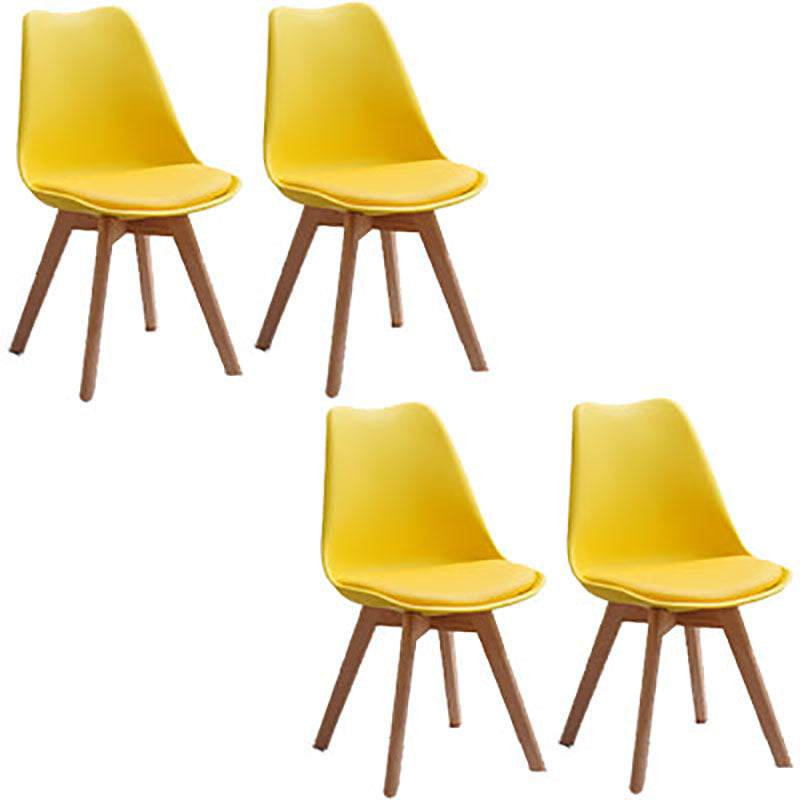 Contemporary Style Kitchen Chairs Dining Armless Side Chair with Wooden Legs Yellow Set of 4 Clearhalo ' kitchen&dining_furn' 'Dining Chairs' 'Dining Tables & Seating' 'dining_chair' 'Furniture' 'furniture_dining_chair' 'Kitchen & Dining Furniture' 'kitchen' 4589085