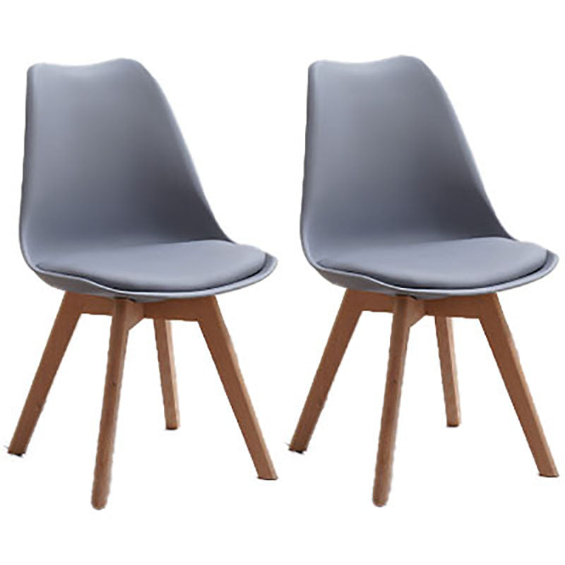 Contemporary Style Kitchen Chairs Dining Armless Side Chair with Wooden Legs Grey Set of 2 Clearhalo ' kitchen&dining_furn' 'Dining Chairs' 'Dining Tables & Seating' 'dining_chair' 'Furniture' 'furniture_dining_chair' 'Kitchen & Dining Furniture' 'kitchen' 4589089
