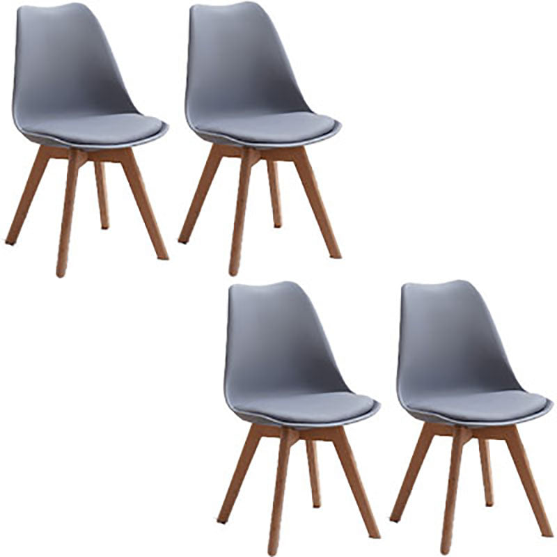Contemporary Style Kitchen Chairs Dining Armless Side Chair with Wooden Legs Grey Set of 4 Clearhalo ' kitchen&dining_furn' 'Dining Chairs' 'Dining Tables & Seating' 'dining_chair' 'Furniture' 'furniture_dining_chair' 'Kitchen & Dining Furniture' 'kitchen' 4589091
