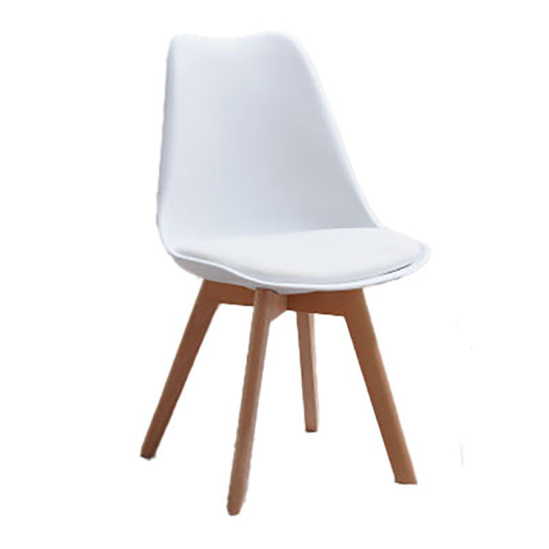 Contemporary Style Kitchen Chairs Dining Armless Side Chair with Wooden Legs White 1 Piece Clearhalo ' kitchen&dining_furn' 'Dining Chairs' 'Dining Tables & Seating' 'dining_chair' 'Furniture' 'furniture_dining_chair' 'Kitchen & Dining Furniture' 'kitchen' 4589092