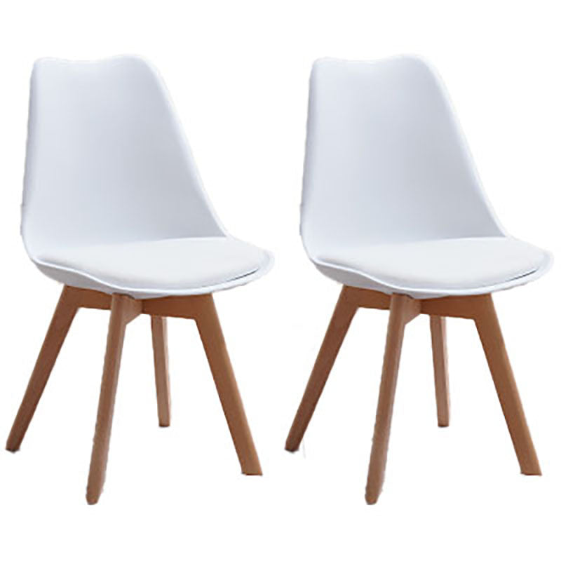 Contemporary Style Kitchen Chairs Dining Armless Side Chair with Wooden Legs White Set of 2 Clearhalo ' kitchen&dining_furn' 'Dining Chairs' 'Dining Tables & Seating' 'dining_chair' 'Furniture' 'furniture_dining_chair' 'Kitchen & Dining Furniture' 'kitchen' 4589095