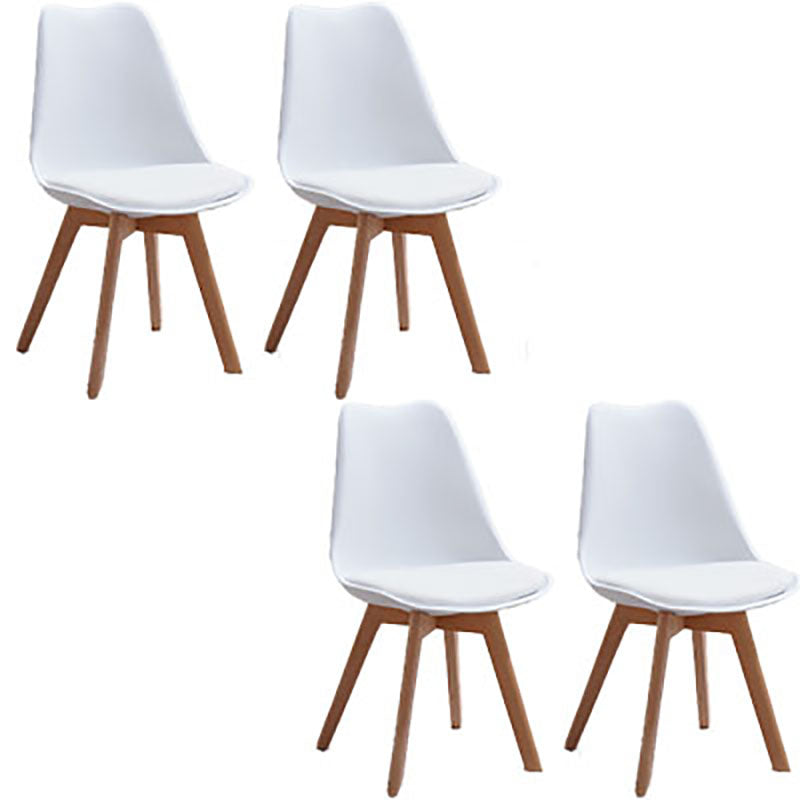 Contemporary Style Kitchen Chairs Dining Armless Side Chair with Wooden Legs White Set of 4 Clearhalo ' kitchen&dining_furn' 'Dining Chairs' 'Dining Tables & Seating' 'dining_chair' 'Furniture' 'furniture_dining_chair' 'Kitchen & Dining Furniture' 'kitchen' 4589096