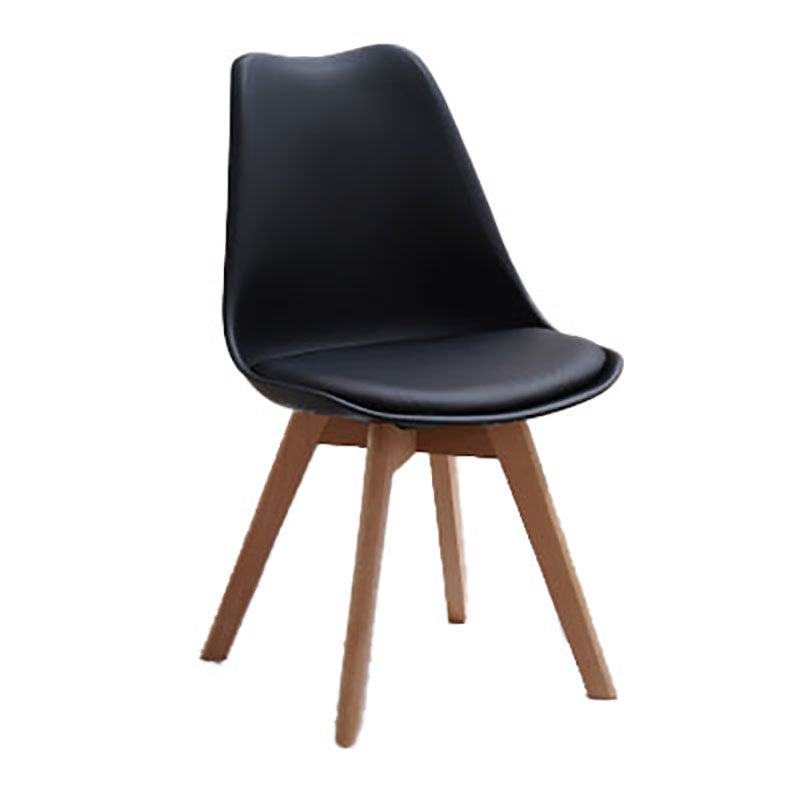 Contemporary Style Kitchen Chairs Dining Armless Side Chair with Wooden Legs Black 1 Piece Clearhalo ' kitchen&dining_furn' 'Dining Chairs' 'Dining Tables & Seating' 'dining_chair' 'Furniture' 'furniture_dining_chair' 'Kitchen & Dining Furniture' 'kitchen' 4589097