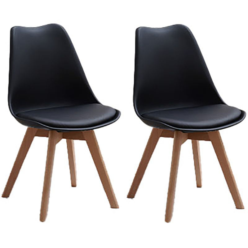Contemporary Style Kitchen Chairs Dining Armless Side Chair with Wooden Legs Black Set of 2 Clearhalo ' kitchen&dining_furn' 'Dining Chairs' 'Dining Tables & Seating' 'dining_chair' 'Furniture' 'furniture_dining_chair' 'Kitchen & Dining Furniture' 'kitchen' 4589098
