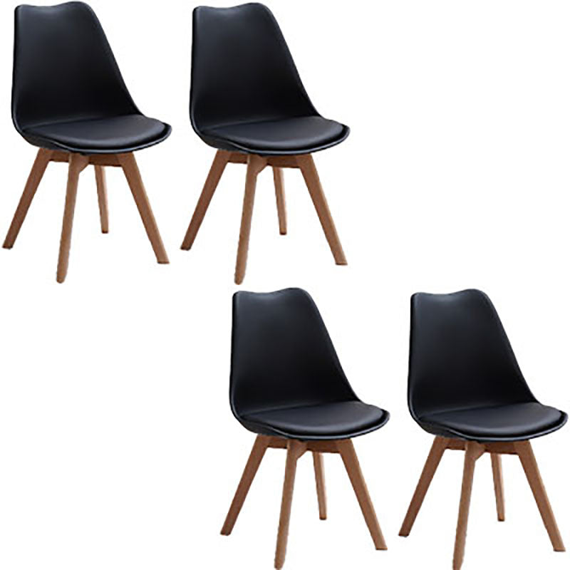 Contemporary Style Kitchen Chairs Dining Armless Side Chair with Wooden Legs Black Set of 4 Clearhalo ' kitchen&dining_furn' 'Dining Chairs' 'Dining Tables & Seating' 'dining_chair' 'Furniture' 'furniture_dining_chair' 'Kitchen & Dining Furniture' 'kitchen' 4589099
