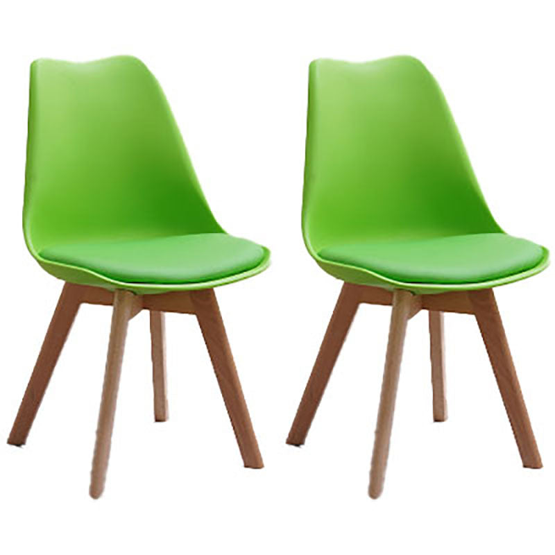 Contemporary Style Kitchen Chairs Dining Armless Side Chair with Wooden Legs Green Set of 2 Clearhalo ' kitchen&dining_furn' 'Dining Chairs' 'Dining Tables & Seating' 'dining_chair' 'Furniture' 'furniture_dining_chair' 'Kitchen & Dining Furniture' 'kitchen' 4589101