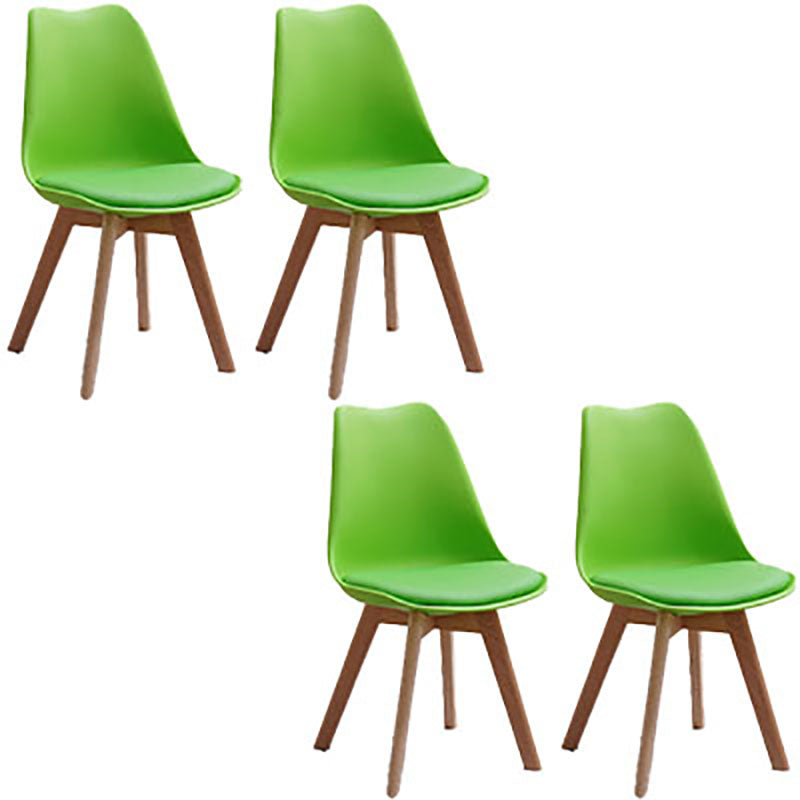 Contemporary Style Kitchen Chairs Dining Armless Side Chair with Wooden Legs Green Set of 4 Clearhalo ' kitchen&dining_furn' 'Dining Chairs' 'Dining Tables & Seating' 'dining_chair' 'Furniture' 'furniture_dining_chair' 'Kitchen & Dining Furniture' 'kitchen' 4589102
