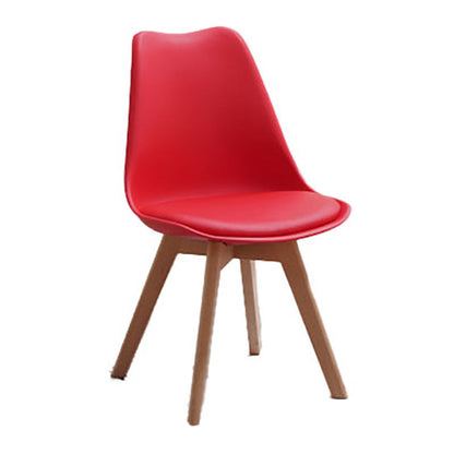 Contemporary Style Kitchen Chairs Dining Armless Side Chair with Wooden Legs Red 1 Piece Clearhalo ' kitchen&dining_furn' 'Dining Chairs' 'Dining Tables & Seating' 'dining_chair' 'Furniture' 'furniture_dining_chair' 'Kitchen & Dining Furniture' 'kitchen' 4589103