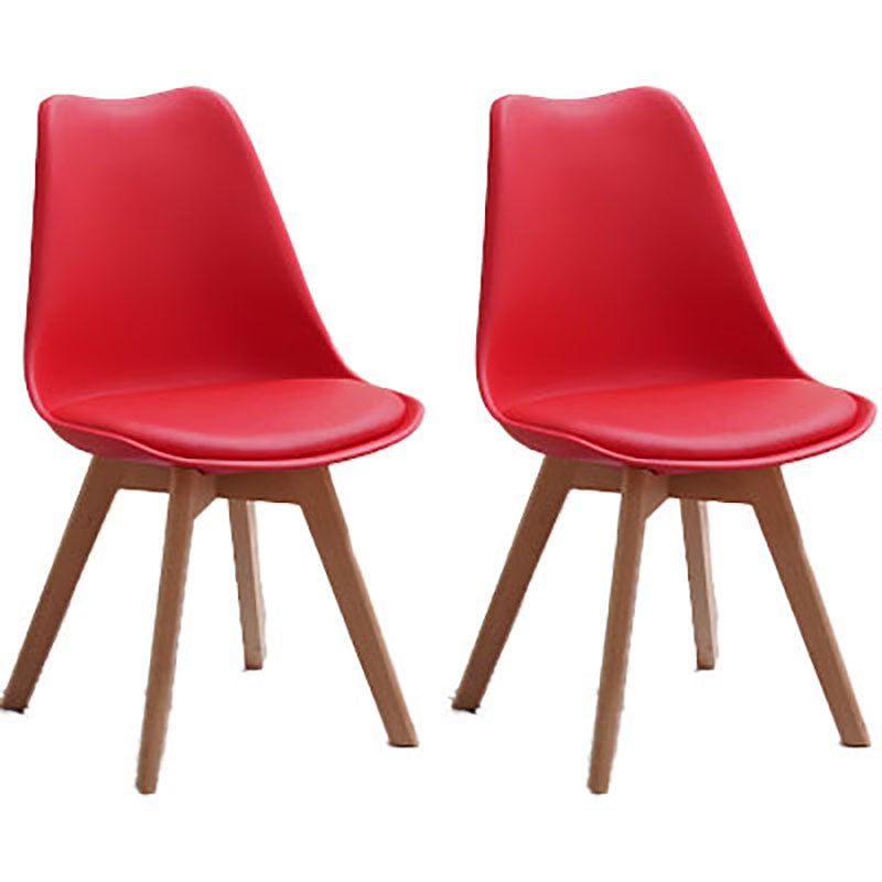 Contemporary Style Kitchen Chairs Dining Armless Side Chair with Wooden Legs Red Set of 2 Clearhalo ' kitchen&dining_furn' 'Dining Chairs' 'Dining Tables & Seating' 'dining_chair' 'Furniture' 'furniture_dining_chair' 'Kitchen & Dining Furniture' 'kitchen' 4589104