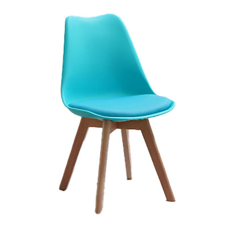 Contemporary Style Kitchen Chairs Dining Armless Side Chair with Wooden Legs Lake Blue 1 Piece Clearhalo ' kitchen&dining_furn' 'Dining Chairs' 'Dining Tables & Seating' 'dining_chair' 'Furniture' 'furniture_dining_chair' 'Kitchen & Dining Furniture' 'kitchen' 4589106
