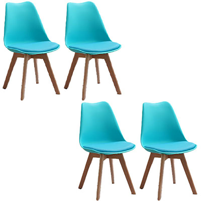 Contemporary Style Kitchen Chairs Dining Armless Side Chair with Wooden Legs Lake Blue Set of 4 Clearhalo ' kitchen&dining_furn' 'Dining Chairs' 'Dining Tables & Seating' 'dining_chair' 'Furniture' 'furniture_dining_chair' 'Kitchen & Dining Furniture' 'kitchen' 4589108