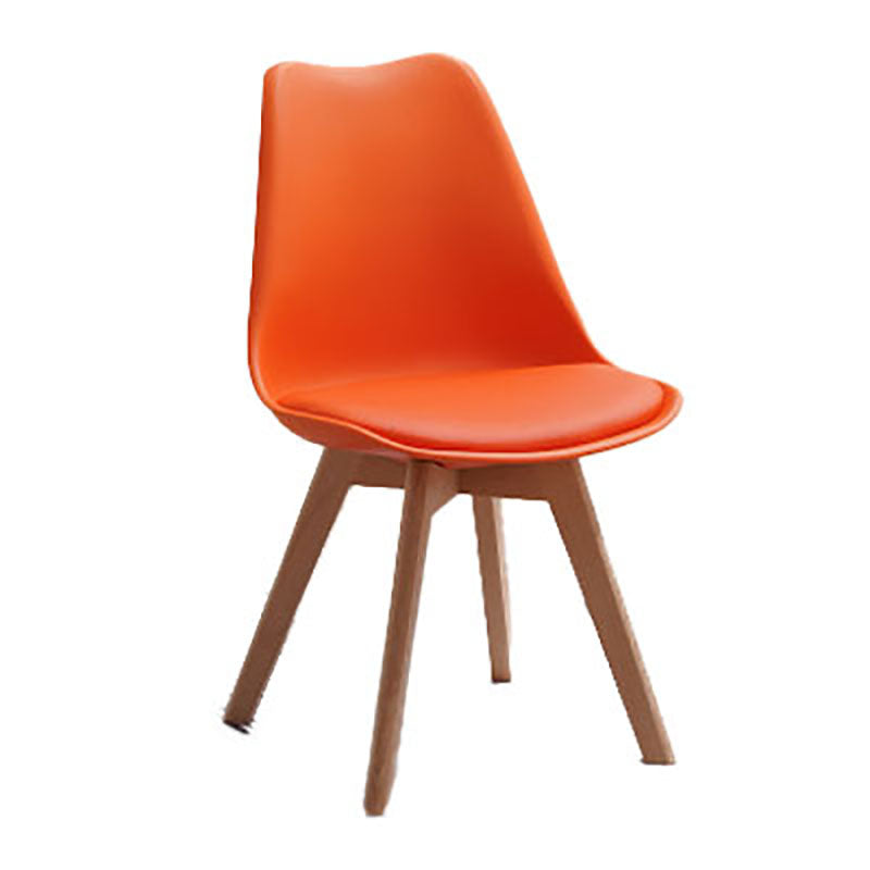 Contemporary Style Kitchen Chairs Dining Armless Side Chair with Wooden Legs Orange 1 Piece Clearhalo ' kitchen&dining_furn' 'Dining Chairs' 'Dining Tables & Seating' 'dining_chair' 'Furniture' 'furniture_dining_chair' 'Kitchen & Dining Furniture' 'kitchen' 4589109