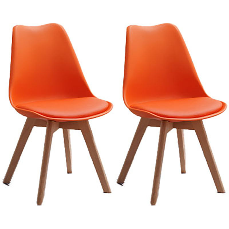 Contemporary Style Kitchen Chairs Dining Armless Side Chair with Wooden Legs Orange Set of 2 Clearhalo ' kitchen&dining_furn' 'Dining Chairs' 'Dining Tables & Seating' 'dining_chair' 'Furniture' 'furniture_dining_chair' 'Kitchen & Dining Furniture' 'kitchen' 4589110