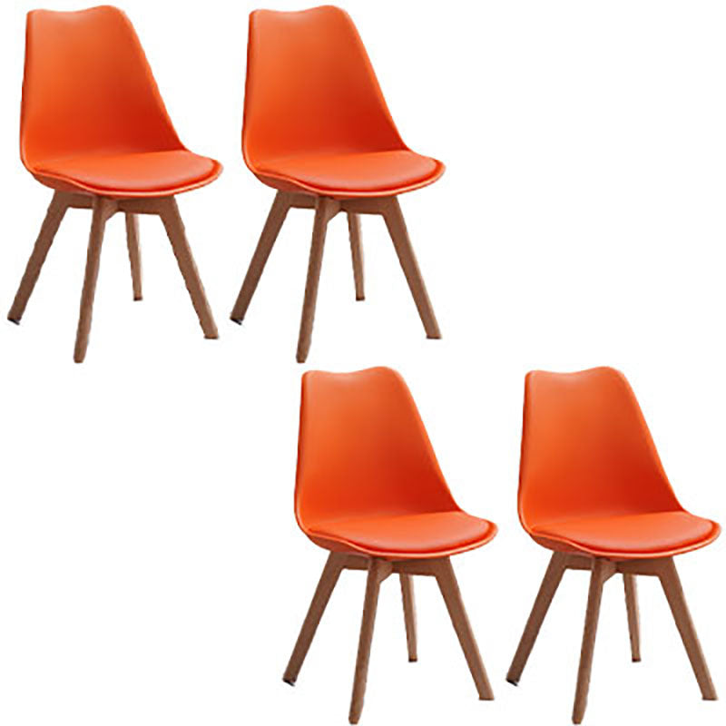Contemporary Style Kitchen Chairs Dining Armless Side Chair with Wooden Legs Orange Set of 4 Clearhalo ' kitchen&dining_furn' 'Dining Chairs' 'Dining Tables & Seating' 'dining_chair' 'Furniture' 'furniture_dining_chair' 'Kitchen & Dining Furniture' 'kitchen' 4589111