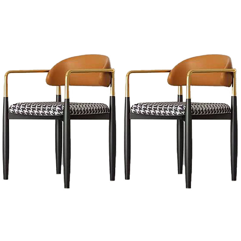 Contemporary Style Kitchen Chairs Dining Open Back Arm Side Chair with Metal Legs Orange 2 Piece Set Clearhalo ' kitchen&dining_furn' 'Dining Chairs' 'Dining Tables & Seating' 'dining_chair' 'furn' 'furn_dining_chair' 'Furniture' 'furniture_dining_chair' 'Kitchen & Dining Furniture' 'kitchen' 4589121