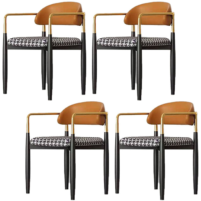 Contemporary Style Kitchen Chairs Dining Open Back Arm Side Chair with Metal Legs Orange 4 Piece Set Clearhalo ' kitchen&dining_furn' 'Dining Chairs' 'Dining Tables & Seating' 'dining_chair' 'furn' 'furn_dining_chair' 'Furniture' 'furniture_dining_chair' 'Kitchen & Dining Furniture' 'kitchen' 4589124