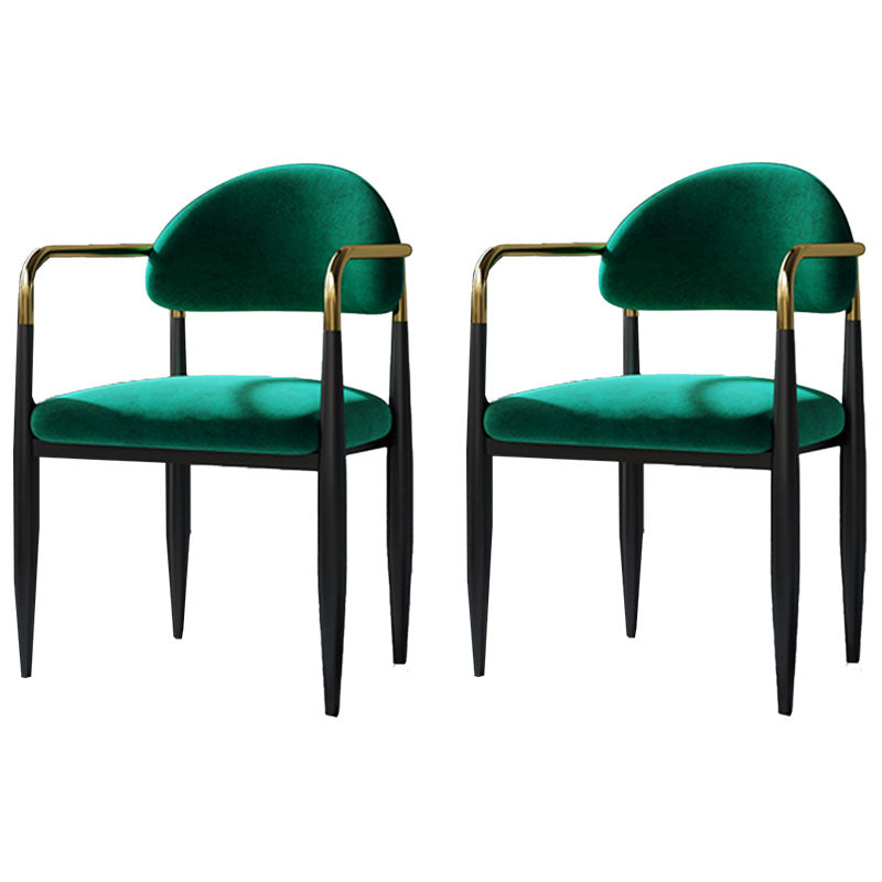 Contemporary Style Kitchen Chairs Dining Open Back Arm Side Chair with Metal Legs Green 2 Piece Set Clearhalo ' kitchen&dining_furn' 'Dining Chairs' 'Dining Tables & Seating' 'dining_chair' 'furn' 'furn_dining_chair' 'Furniture' 'furniture_dining_chair' 'Kitchen & Dining Furniture' 'kitchen' 4589134